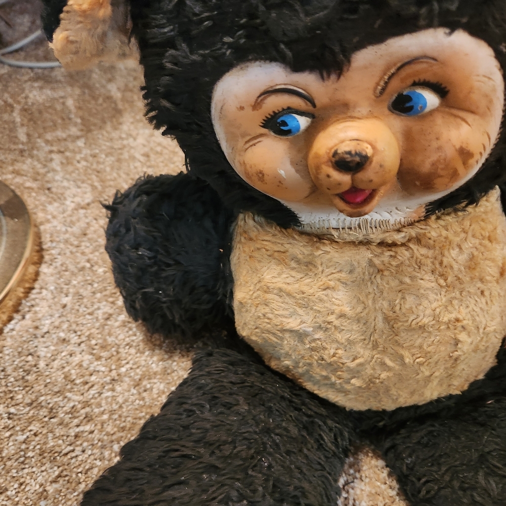 Vintage 1950 Rushton CHUBBY TUBBY BLACK TEDDY BEAR W/RUBBER FACE - Picture 10 of 11